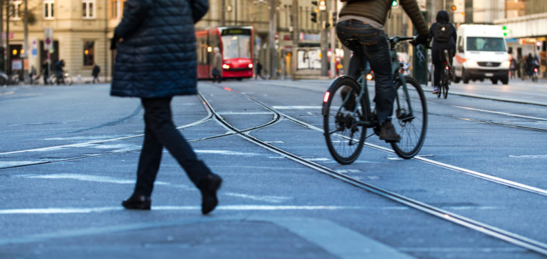 vélo, piéton et tram